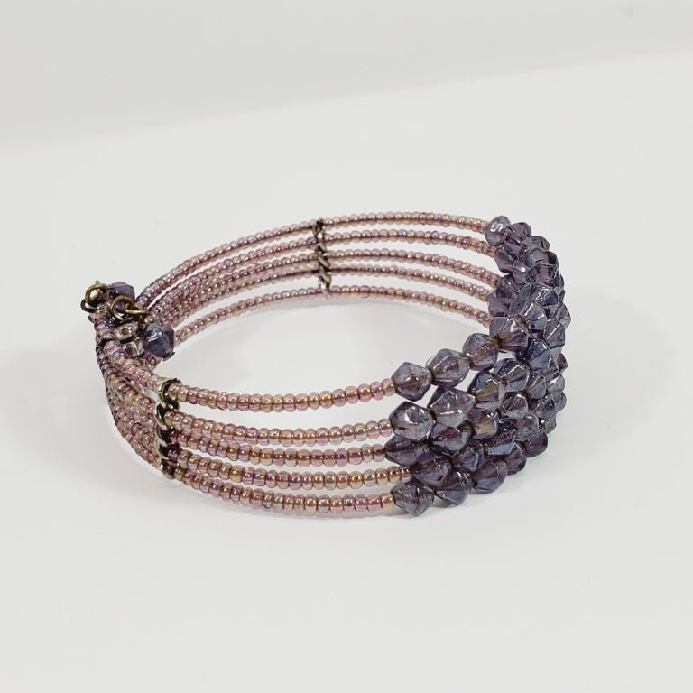 Purple Multi Strand Beaded Bracelet - Unique Collectibles