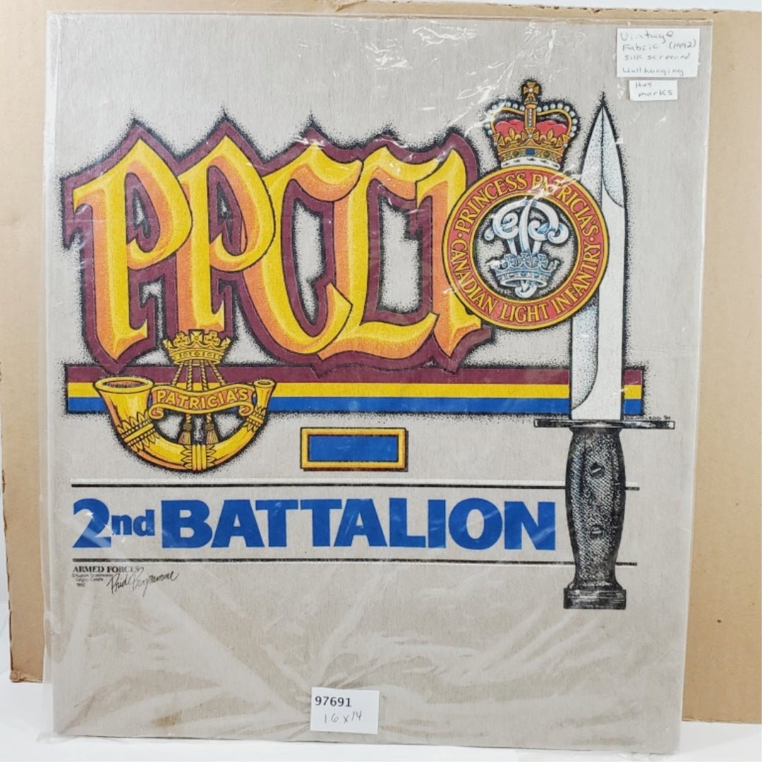 Vintage Fabric Silkscreened Wall Art Princess Patricia's Light Infantry - Unique Collectibles