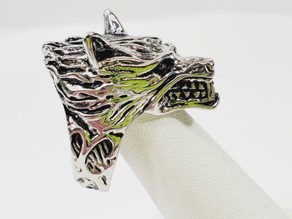 Large Wolf Head 3D Ring Size 9.5 - Unique Collectibles