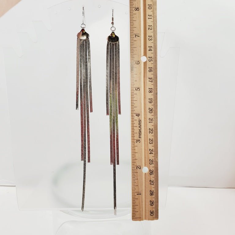 EXTREMELY Long Chain Earrings Almost 8" - Unique Collectibles
