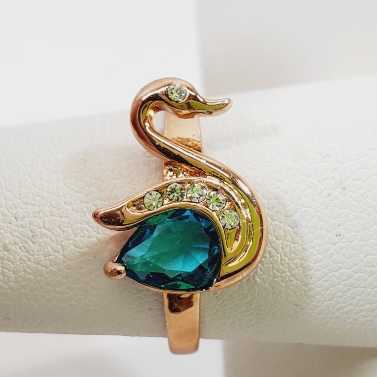 Crystal Swan Ring Size 9 - Unique Collectibles