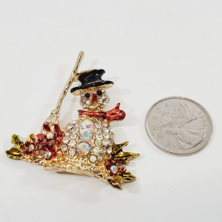 Snowman Crystal Brooch - Unique Collectibles