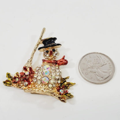 Snowman Crystal Brooch - Unique Collectibles