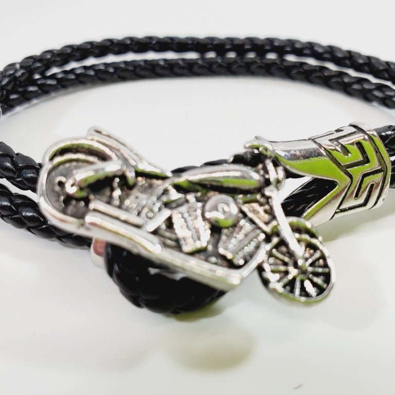 Motorcycle Leather Bracelet 8" - Unique Collectibles