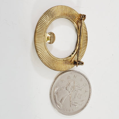 Vintage Faux Pearl Circular Brooch - Unique Collectibles