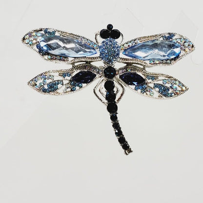 Blue Crystal Dragonfly Brooch - Unique Collectibles