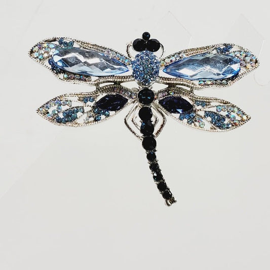Blue Crystal Dragonfly Brooch - Unique Collectibles