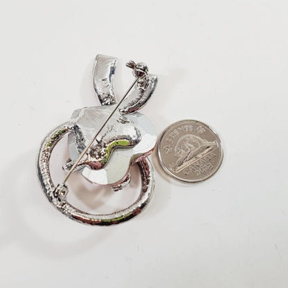 Heart With Ribbon Crystal Pink Brooch - Unique Collectibles