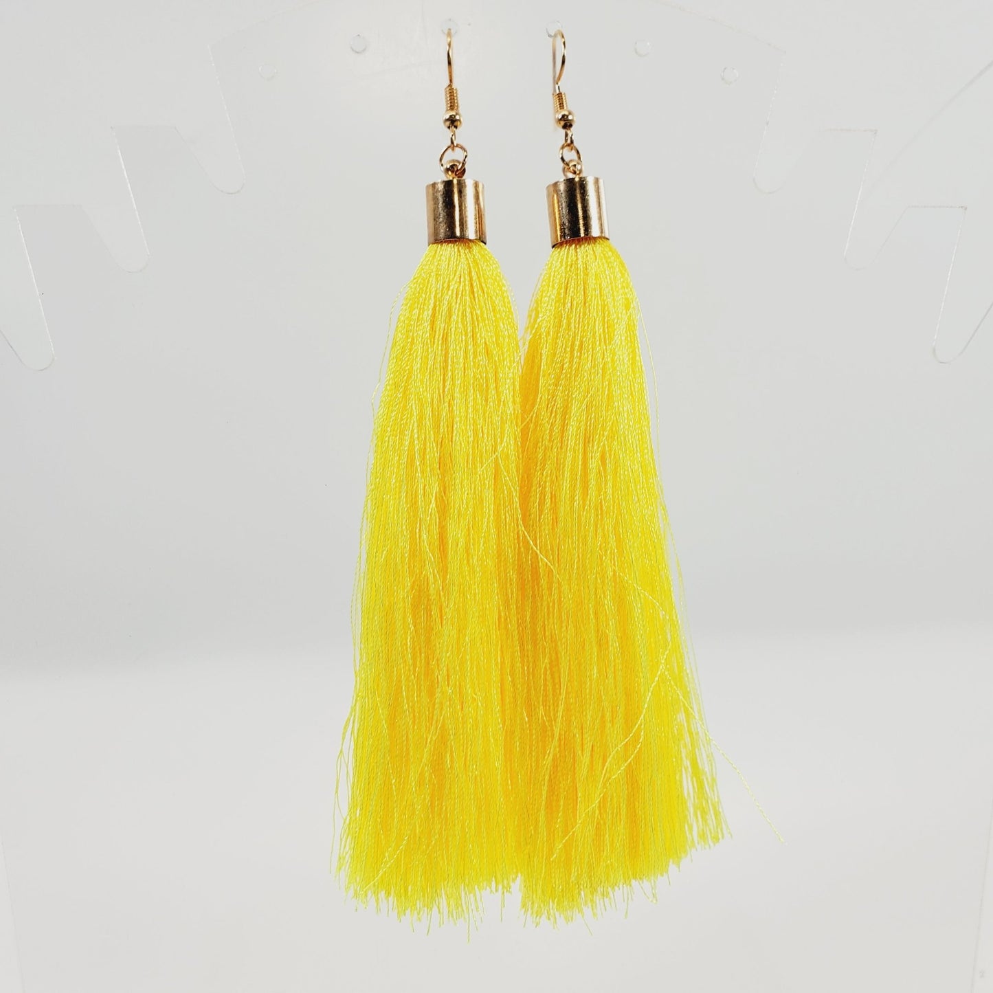 Yellow Fringe Tassel 5" Earrings - Unique Collectibles