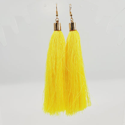Yellow Fringe Tassel 5" Earrings - Unique Collectibles