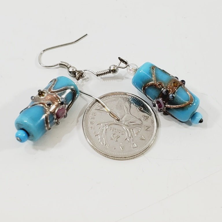 Art Glass Blue Earrings - Unique Collectibles