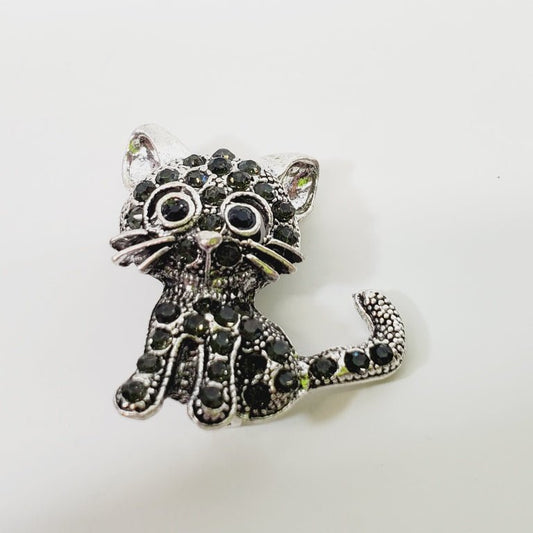 Crystal Cat Kitten Brooch - Unique Collectibles