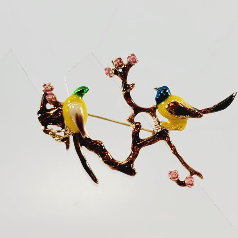 Birds On a Branch Brooch - Unique Collectibles