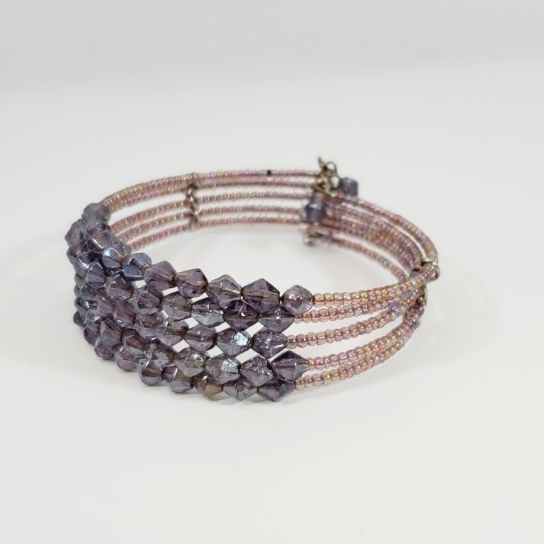 Purple Multi Strand Beaded Bracelet - Unique Collectibles