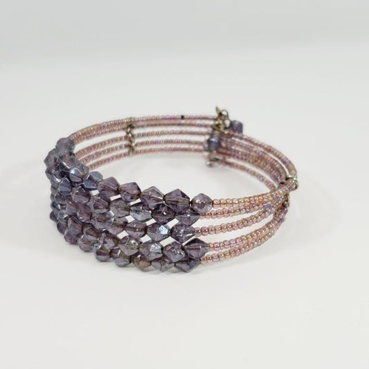 Purple Multi Strand Beaded Bracelet - Unique Collectibles
