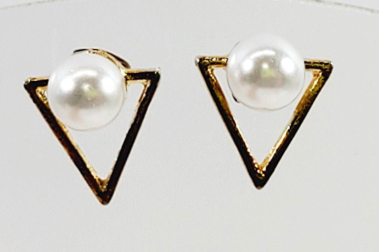Vintage Geometric Faux Pearl Earrings - Unique Collectibles