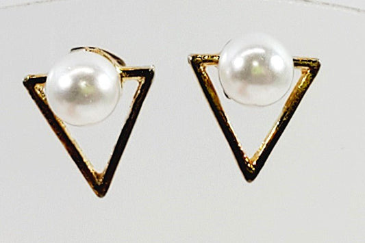 Vintage Geometric Faux Pearl Earrings - Unique Collectibles