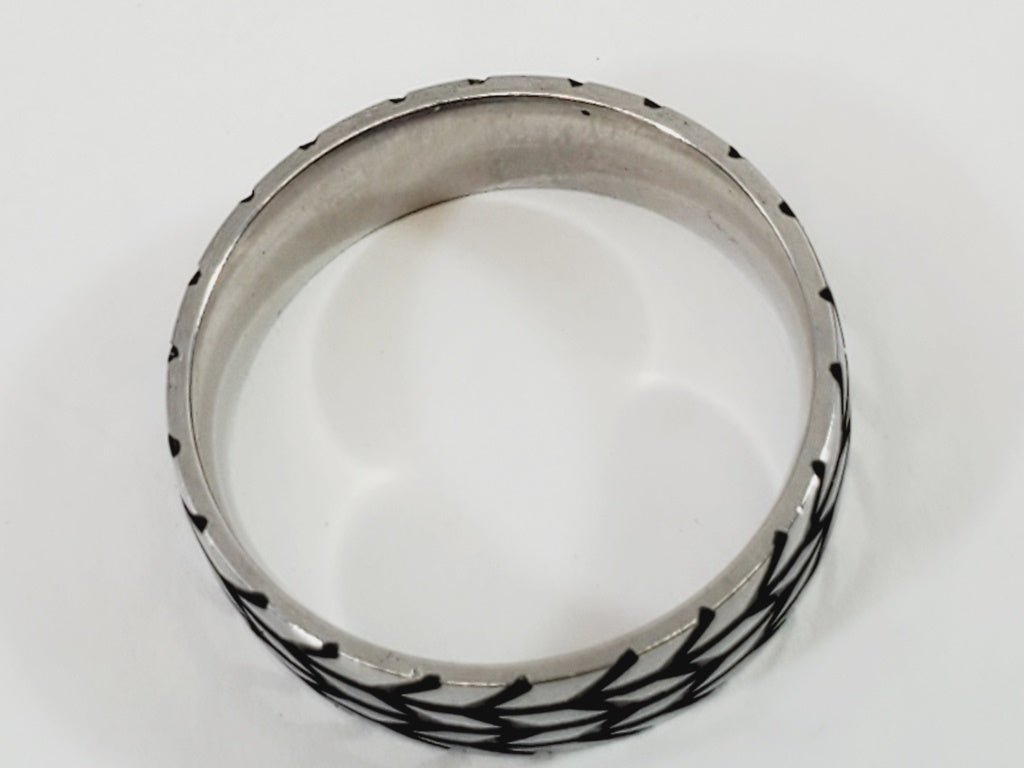 Stainless Steel Tire Tracks Men's Ring Size 12 - Unique Collectibles