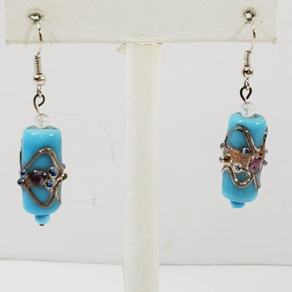 Art Glass Blue Earrings - Unique Collectibles