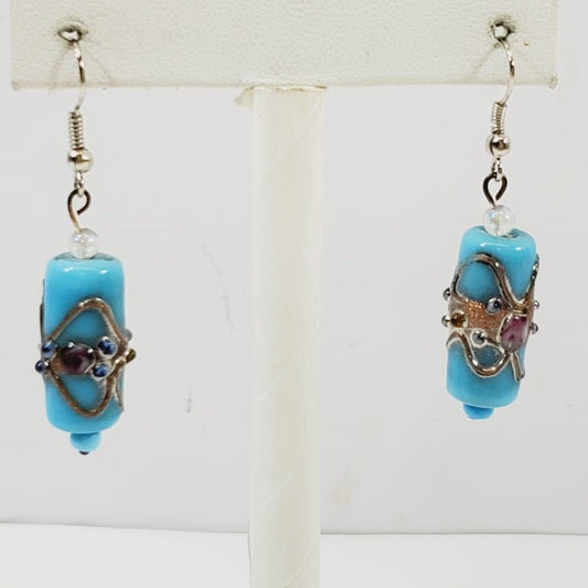 Art Glass Blue Earrings - Unique Collectibles