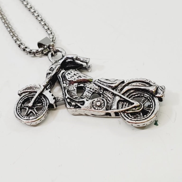 Motorcycle Pendant Necklace 22" - Unique Collectibles