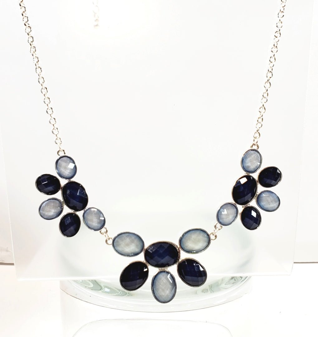 2 Tone Blue Statement Necklace 18" - Unique Collectibles