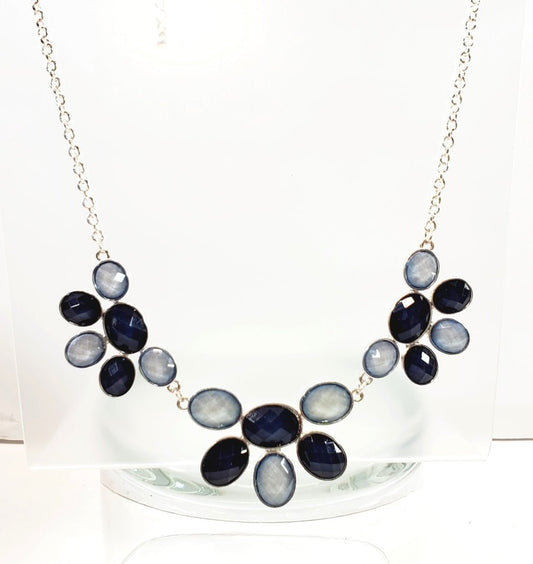 2 Tone Blue Statement Necklace 18" - Unique Collectibles