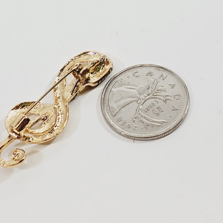 Music Themed Brooch Treble Clef with Microphone - Unique Collectibles