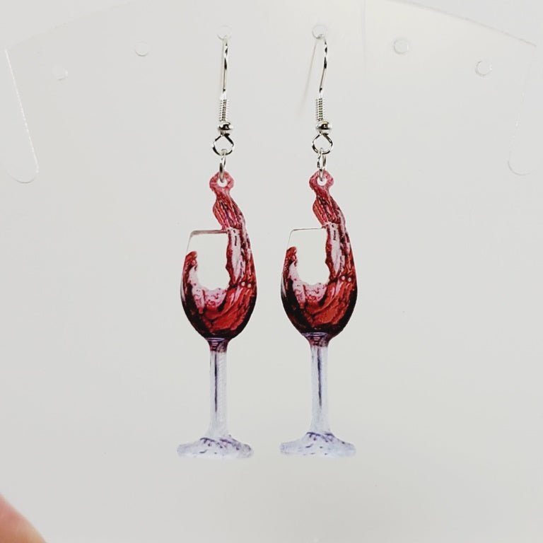 Wine Glass Earrings 2D - Unique Collectibles