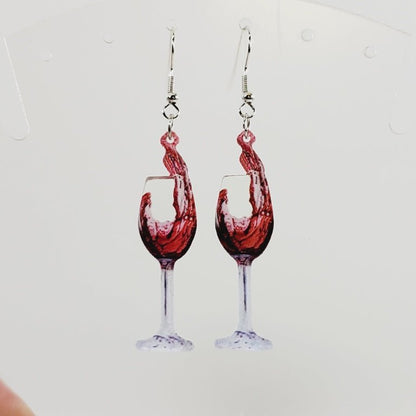 Wine Glass Earrings 2D - Unique Collectibles