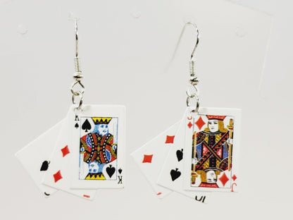Quality Metal Poker Hands Earrings - Unique Collectibles