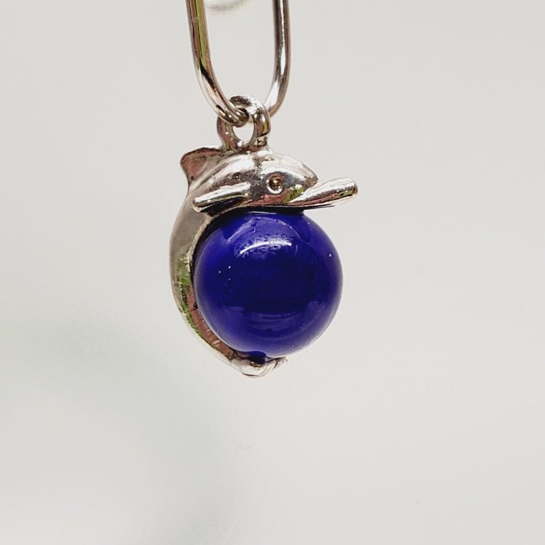 Dolphin on Blue Glass Pendant - Unique Collectibles