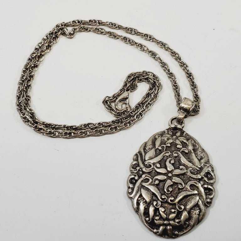 Vintage 1980's Sweater Necklace with Pendant 24" - Unique Collectibles