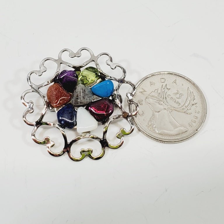 Vintage Brooch Mixed Stones - Unique Collectibles
