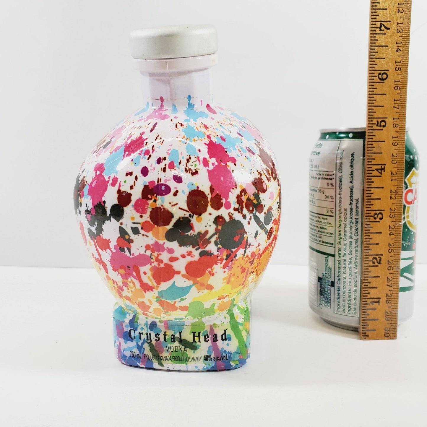 Crystal Head Vodka Bottle with Paint Your Pride Splatter Design - Unique Collectibles