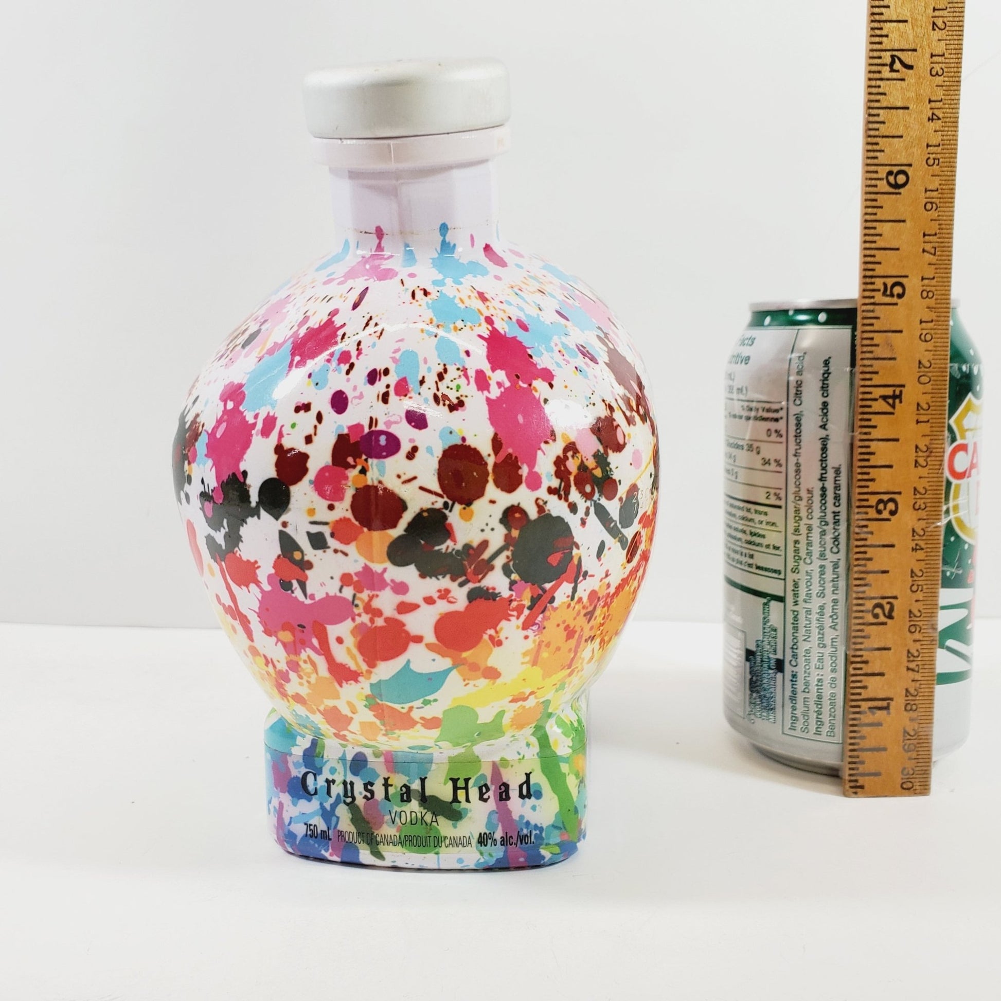 Crystal Head Vodka Bottle with Paint Your Pride Splatter Design - Unique Collectibles