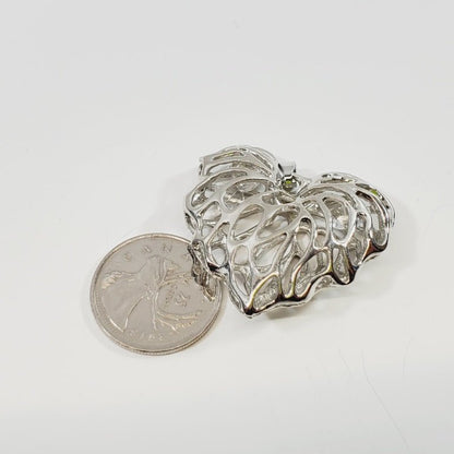 Silver Tone Filigree Heart Shaped Pendant - Unique Collectibles