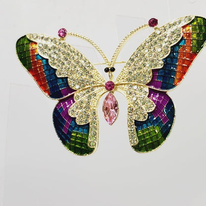 Enamel and Crystal Butterfly Brooch - Unique Collectibles