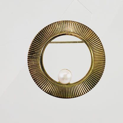Vintage Faux Pearl Circular Brooch - Unique Collectibles