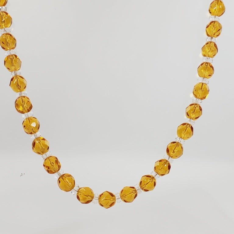 Vintage Yellow Crystal Beaded 18" Necklace - Unique Collectibles