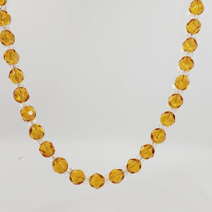 Vintage Yellow Crystal Beaded 18" Necklace - Unique Collectibles