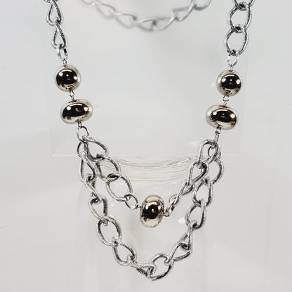 Metal Beads and Chain Necklace 24" - Unique Collectibles