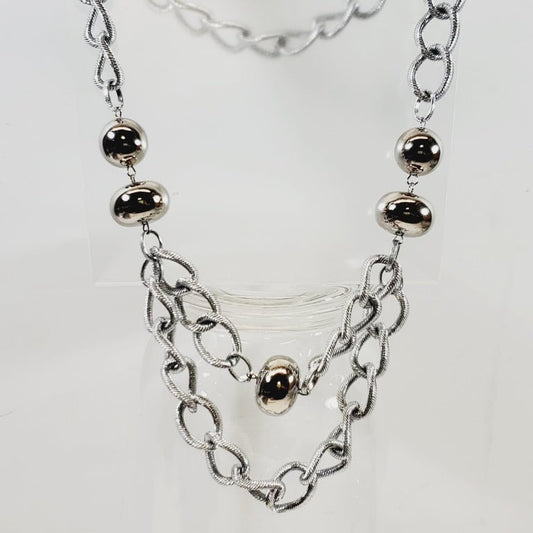Metal Beads and Chain Necklace 24" - Unique Collectibles